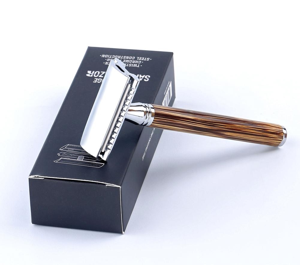 Maquina De Afeitar Madera + Hojas de Afeitar + Cepillos - Imagen 5