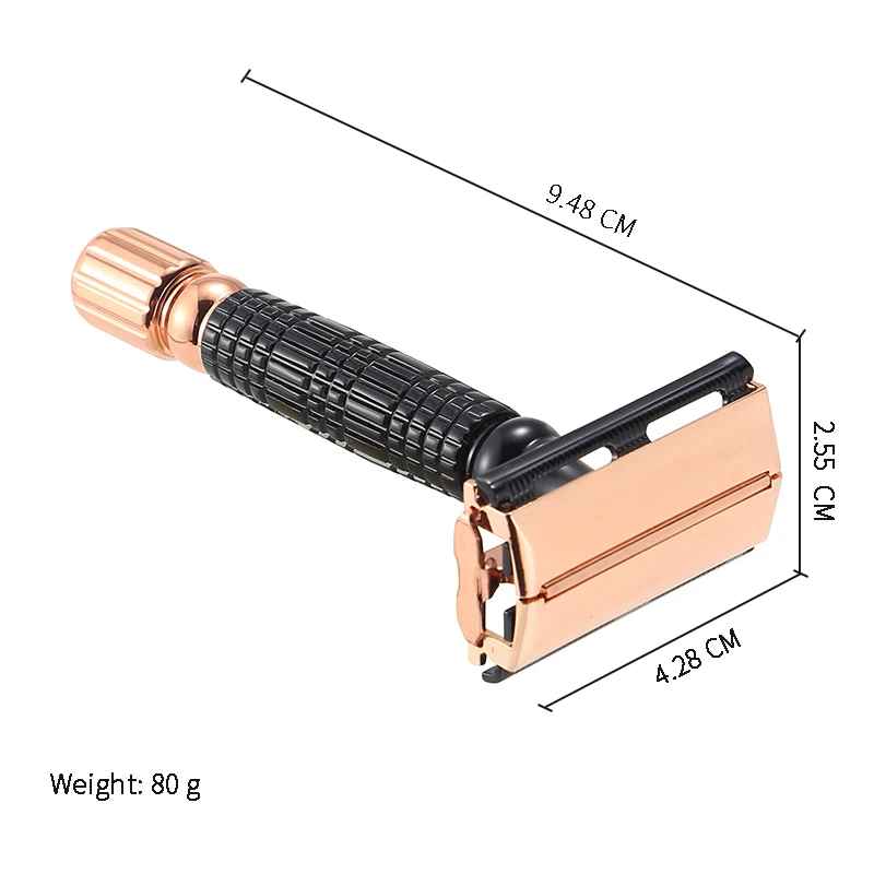 Maquina De Afeitar Negro / Oro Rosa + Hojas + Cepillo - Imagen 5